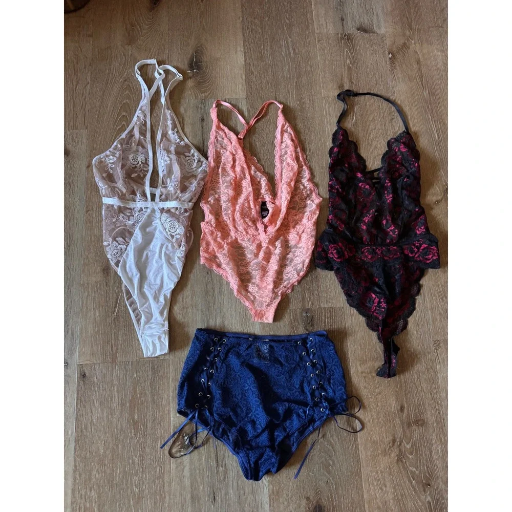 Lingerie‎ Bundle Lace Bodysuits & High Waist Panties 4pc